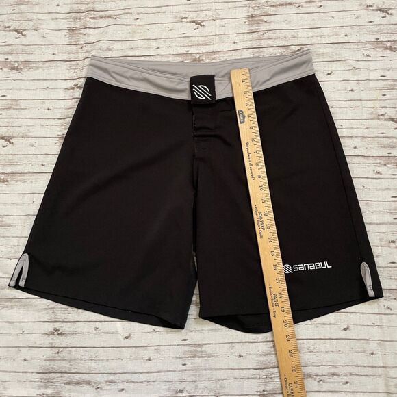 Sanabul Shorts Mens 36 Black No Gi Jiu Jitsu MMA Drawstring Board Stretch Logo - Picture 3 of 6